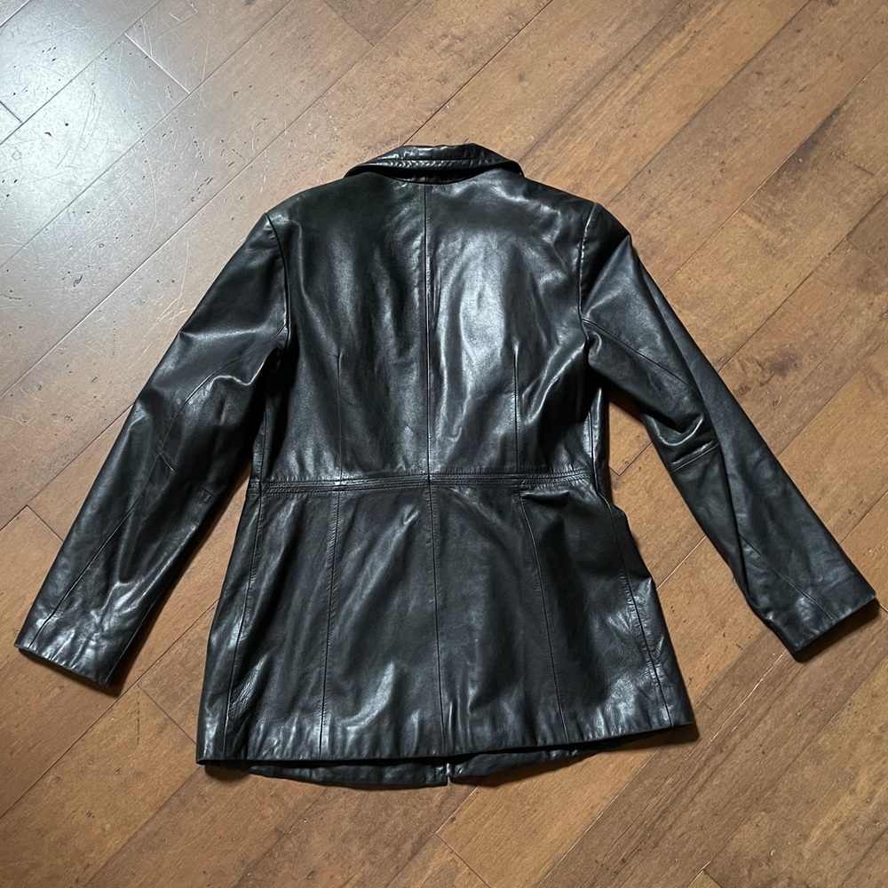 Jacqueline Ferrar Leather Double Breasted Pea Coat - Picture 2 of 7